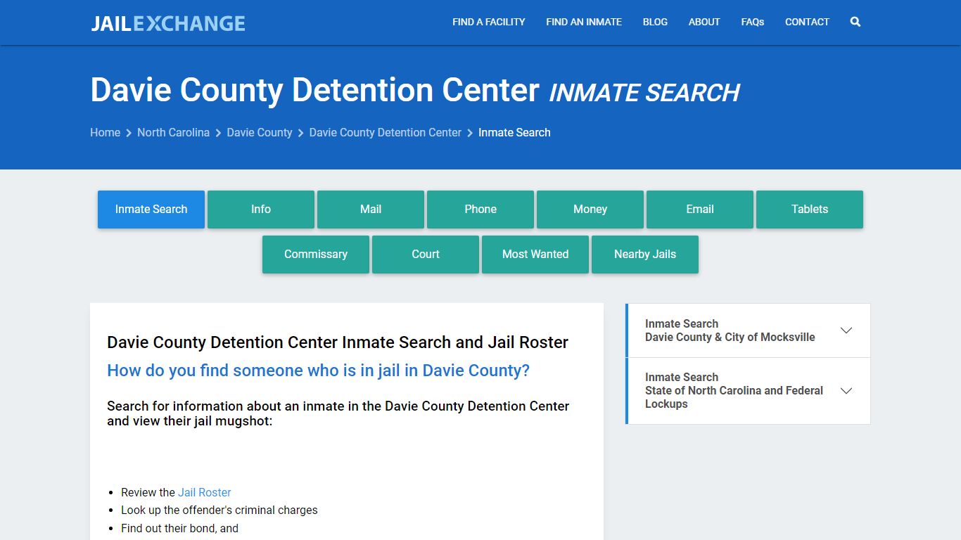 Davie County Detention Center Inmate Search - Jail Exchange